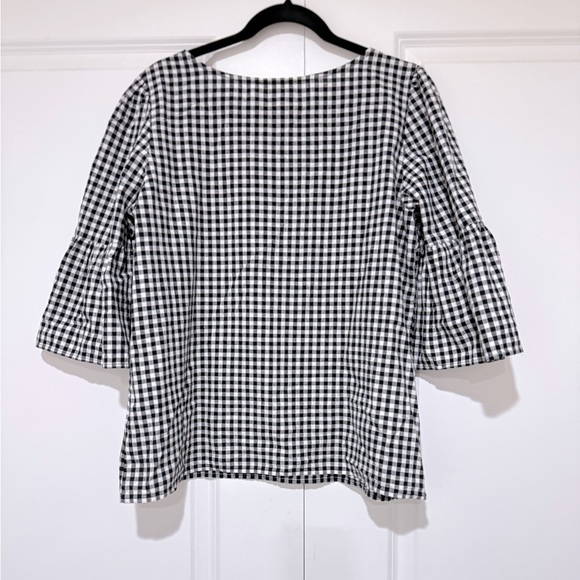 Gingham Check Print woven top sz M 💯cotton NWOT - Picture 3 of 6